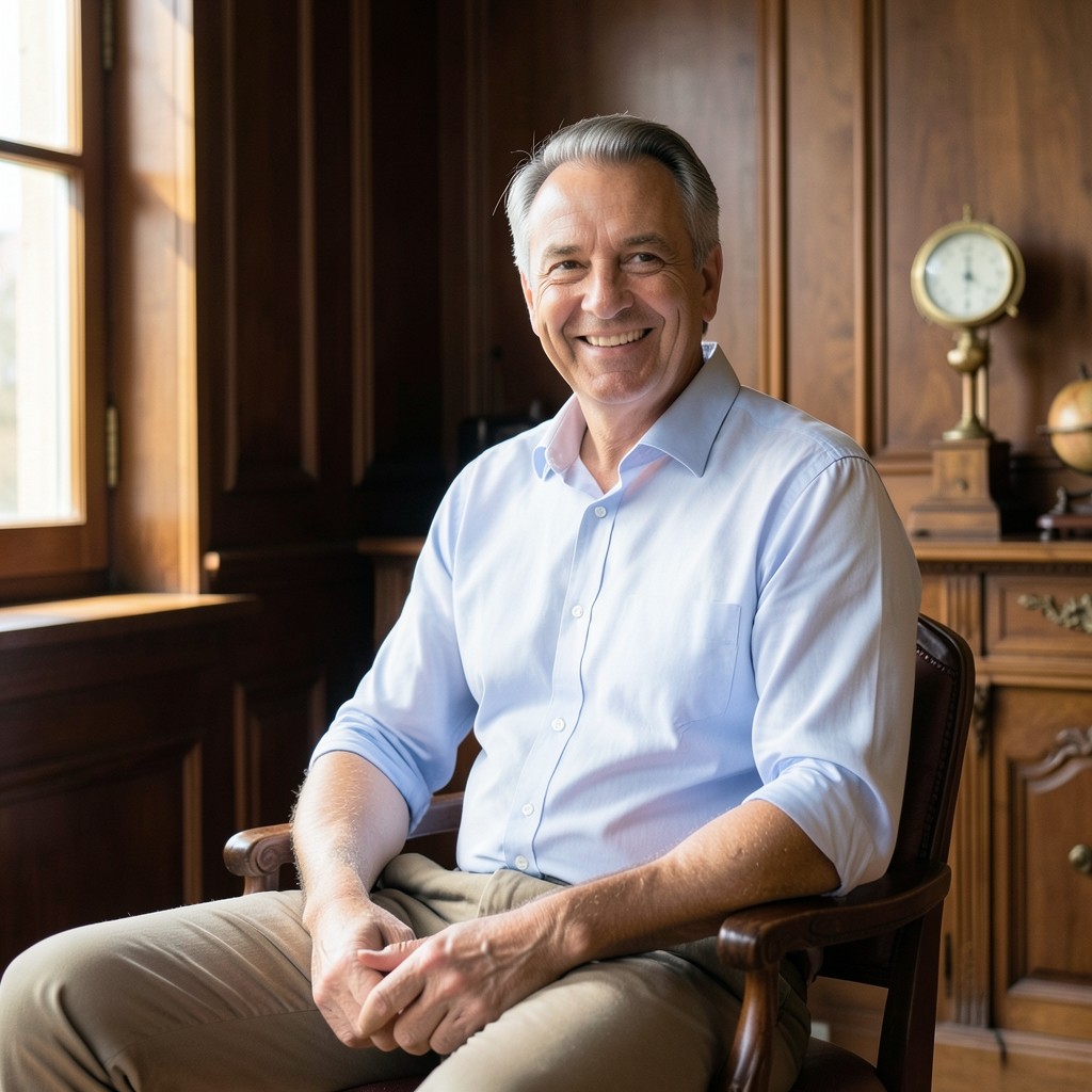 Lucas Bonnet, fondateur de Havenpath Conseil, dans son cabinet à Bayeux