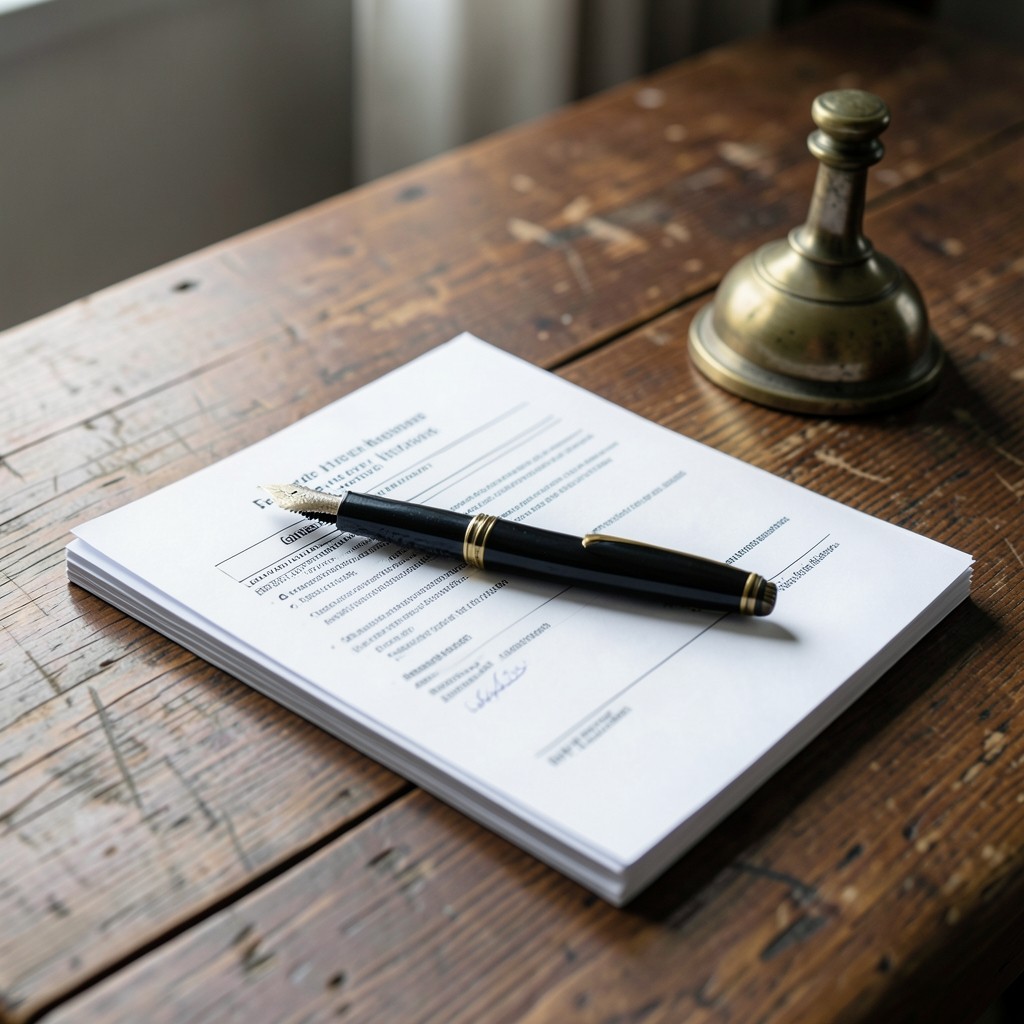 Documents de rupture conventionnelle posés sur un bureau avec stylo